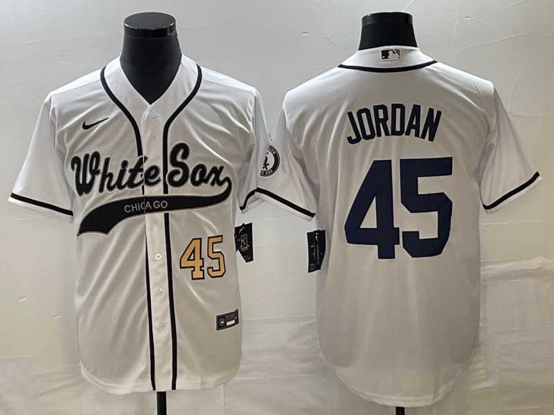 Mens Chicago White Sox #45 Michael Jordan Number White Cool Base Stitched Baseball Jersey->chicago white sox->MLB Jersey